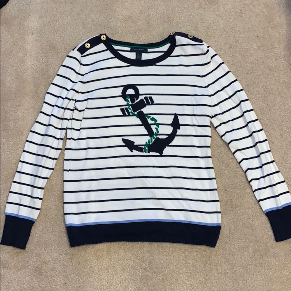 Tommy Hilfiger navy/white striped Anchor sweater